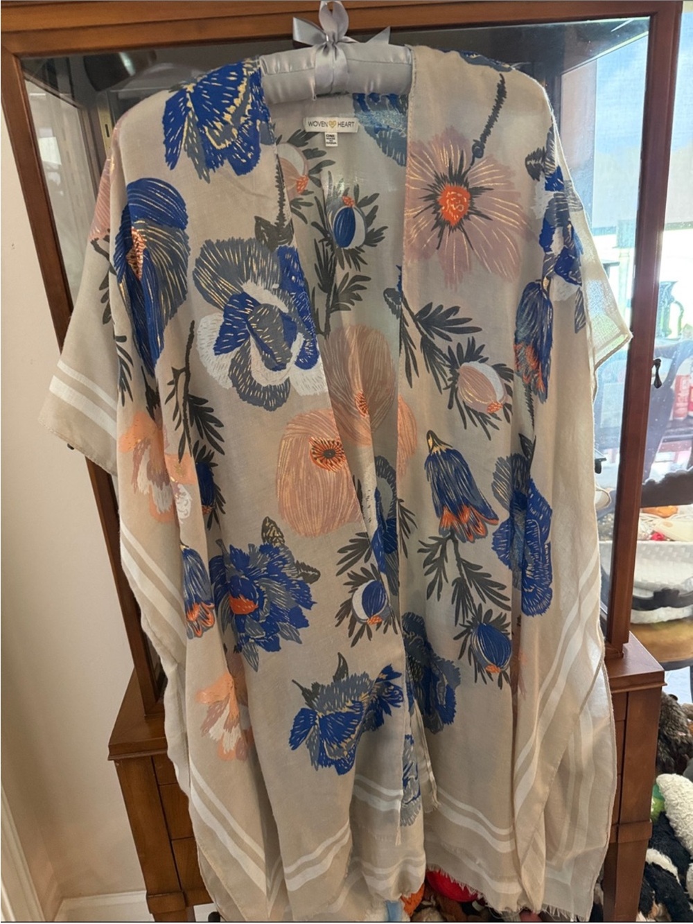 Lightweight Floral Kimono - Blue & Peach Flowersr